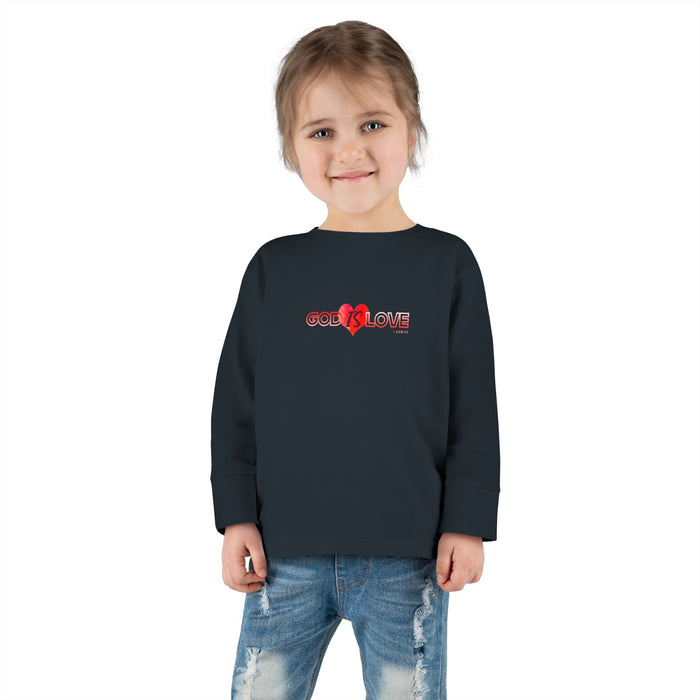 God is Love Cute Heart Toddler Long Sleeve Tee, Kids Gift, Valentine's Day Outfit, Baby Shower, Everyday Wear, Playtime Shirt