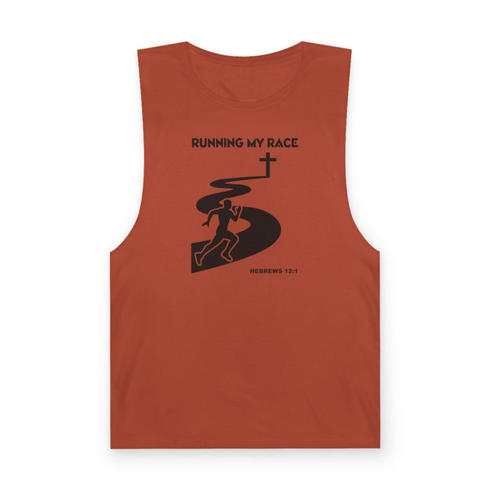 Running My Race Tank Top — Christian Faith & Running Graphic Tank (Hebrews 12:1)