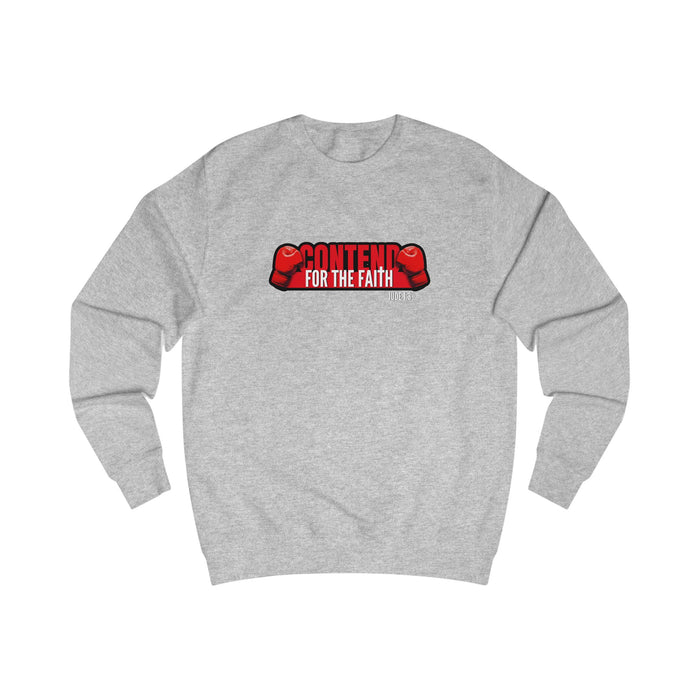 Crewneck Sweatshirt - "Contend For The Faith" Boxing Gloves Christian Graphic