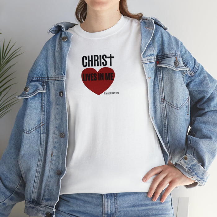 Christ Lives in Me Women’s Unisex Heavy Cotton Tee