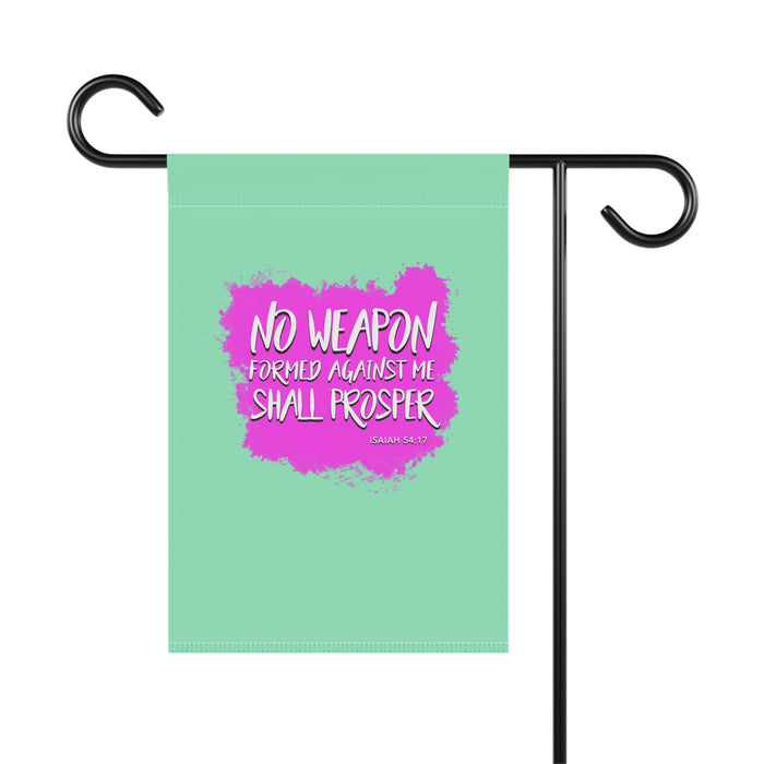 Garden Flag — "No Weapon Formed Against Me Shall Prosper" Inspirational Yard Banner