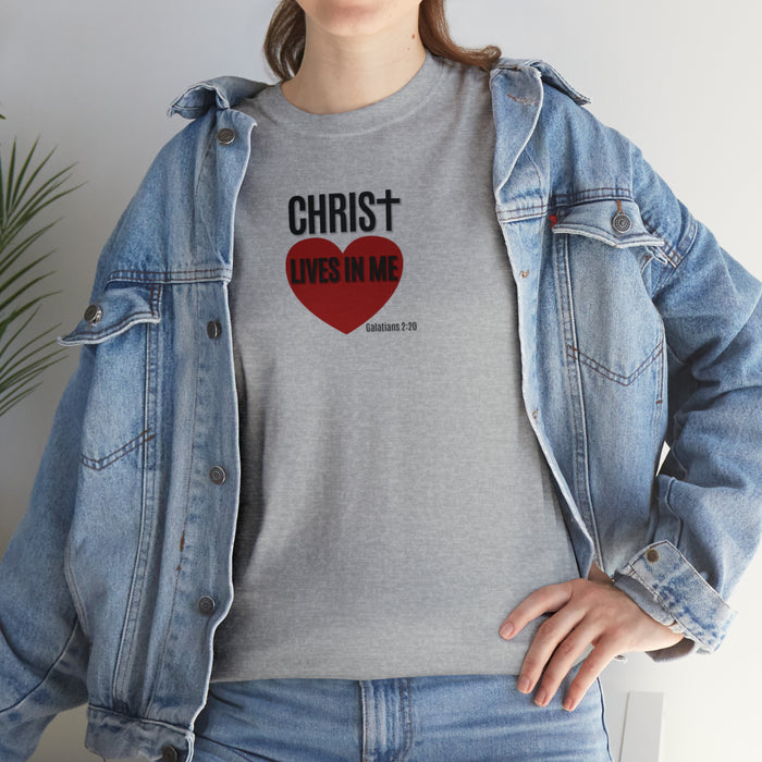 Christ Lives in Me Women’s Unisex Heavy Cotton Tee