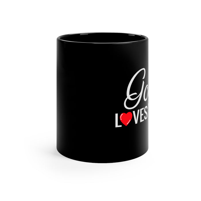 God Loves You Black mug 11oz