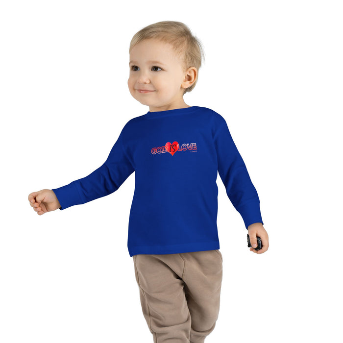 God is Love Cute Heart Toddler Long Sleeve Tee, Kids Gift, Valentine's Day Outfit, Baby Shower, Everyday Wear, Playtime Shirt