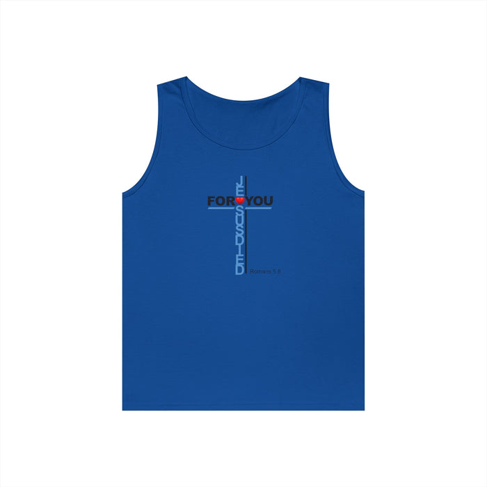 Jesus Died For You Cross Graphic Tank Top — Minimalist Love Typography Sleeveless Shirt