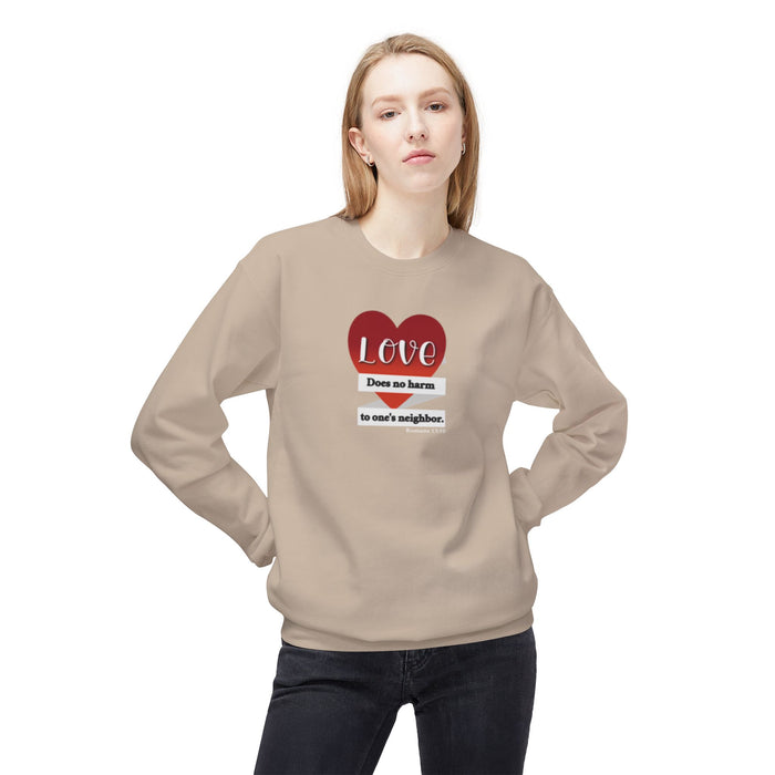 Crewneck Sweatshirt - "Love Does No Harm to One's Neighbor" Heart Design