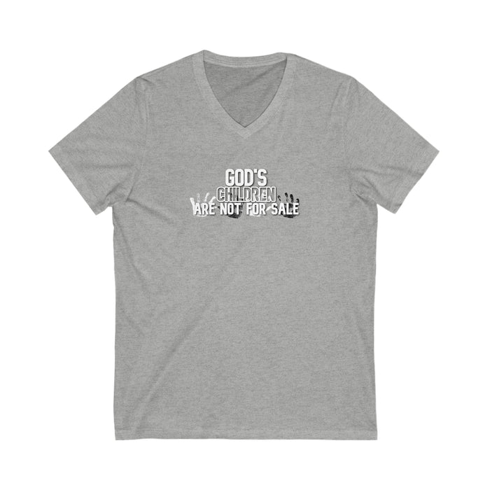 God’s Children are Not For Sale Unisex Jersey Short Sleeve V-Neck Tee