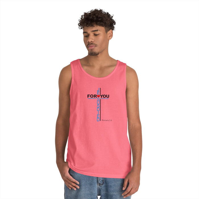 Jesus Died For You Cross Graphic Tank Top — Minimalist Love Typography Sleeveless Shirt