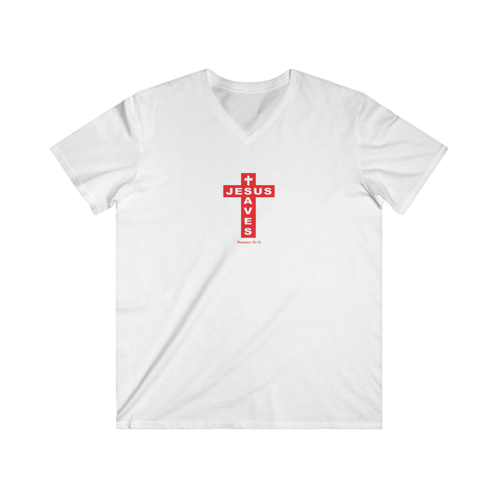 Jesus Saves Men's Fitted V-Neck Short Sleeve Tee