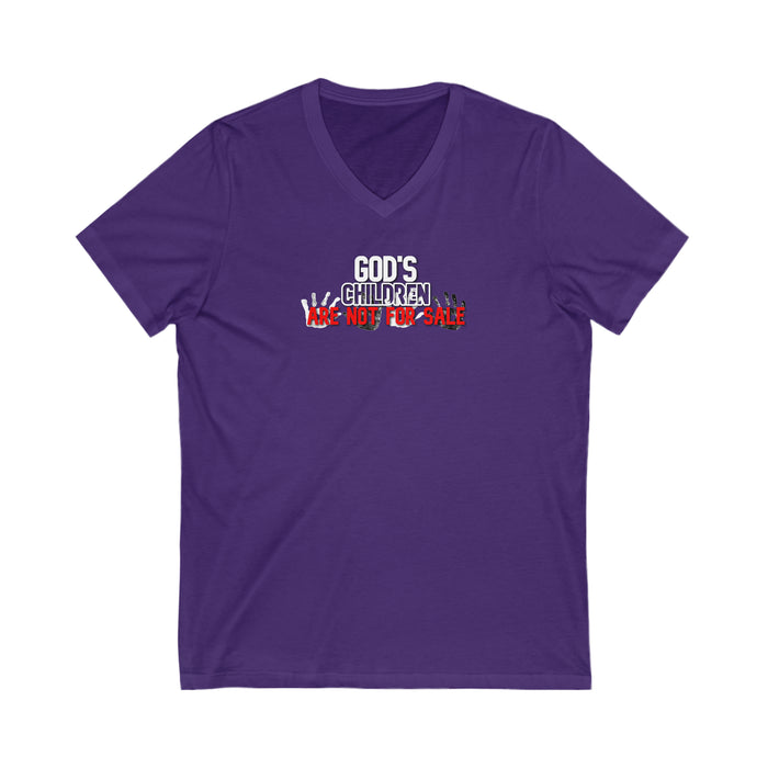 God’s Children are Not for Sale Unisex Jersey Short Sleeve V-Neck Tee