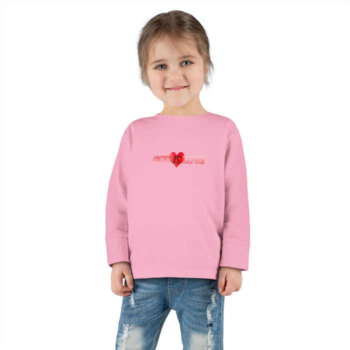 God is Love Cute Heart Toddler Long Sleeve Tee, Kids Gift, Valentine's Day Outfit, Baby Shower, Everyday Wear, Playtime Shirt
