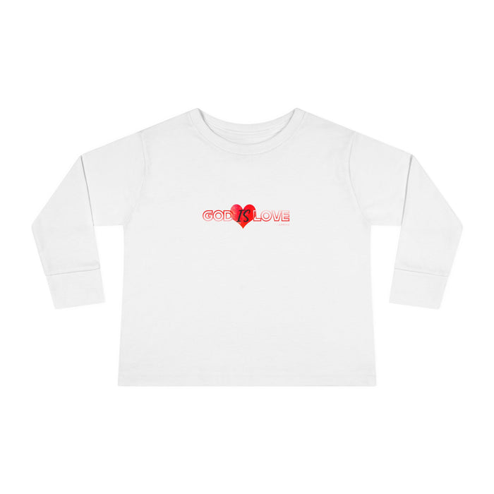 God is Love Cute Heart Toddler Long Sleeve Tee, Kids Gift, Valentine's Day Outfit, Baby Shower, Everyday Wear, Playtime Shirt