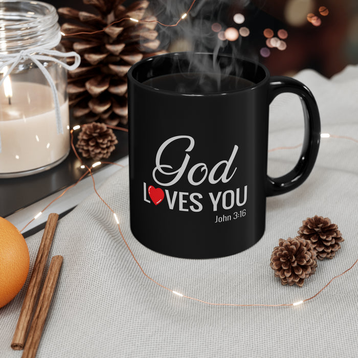 God Loves You Black mug 11oz