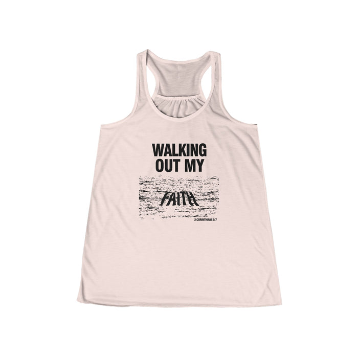 Walking Out My Faith - Women’s Flowy Racerback Tank Top