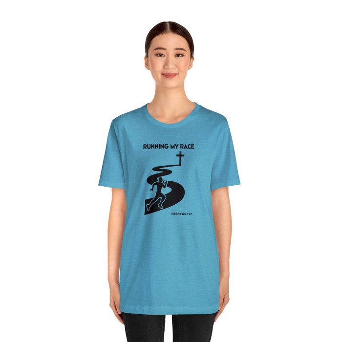 Running My Race Men’s Unisex Jersey Short Sleeve Tee