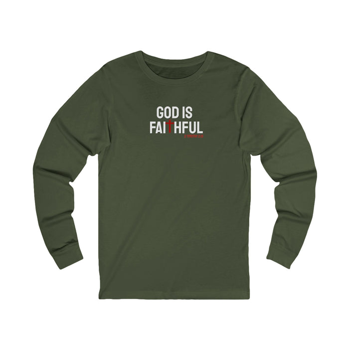 God is Faithful Long Sleeve Tee, Unisex Spiritual Shirt, Christian Apparel, Gift for Believers, Church Event Wear, Bible Verse Top