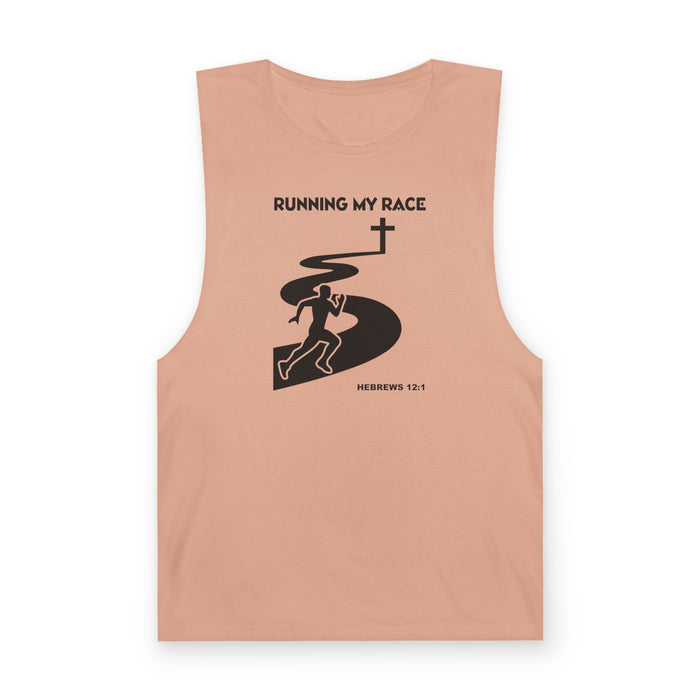 Running My Race Tank Top — Christian Faith & Running Graphic Tank (Hebrews 12:1)