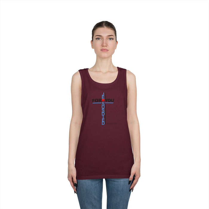 Jesus Died For You Cross Graphic Tank Top — Minimalist Love Typography Sleeveless Shirt