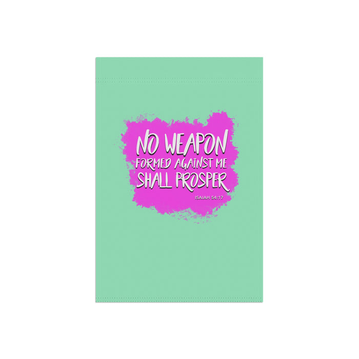 Garden Flag — "No Weapon Formed Against Me Shall Prosper" Inspirational Yard Banner