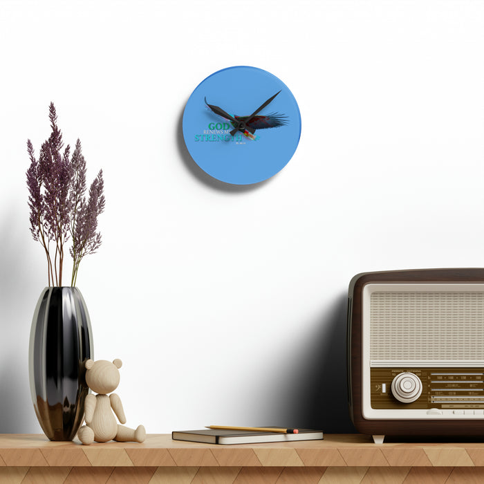 God Renews My Strength Acrylic Wall Clock