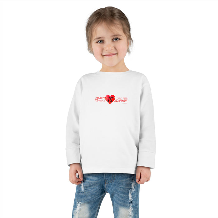 God is Love Cute Heart Toddler Long Sleeve Tee, Kids Gift, Valentine's Day Outfit, Baby Shower, Everyday Wear, Playtime Shirt