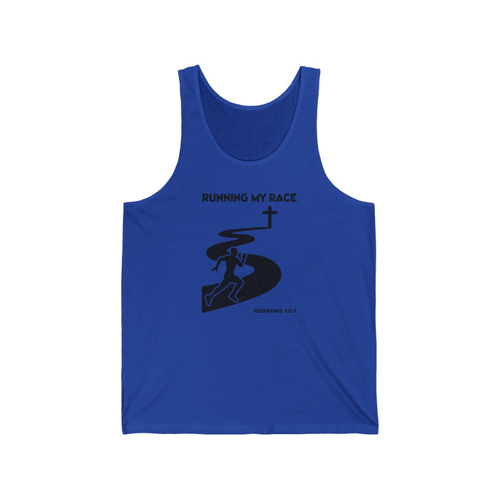 Christian 'Running My Race' Tank Top — Scripture-Inspired Faith & Fitness Shirt