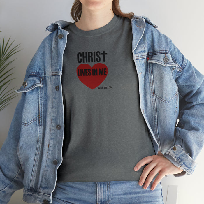 Christ Lives in Me Women’s Unisex Heavy Cotton Tee