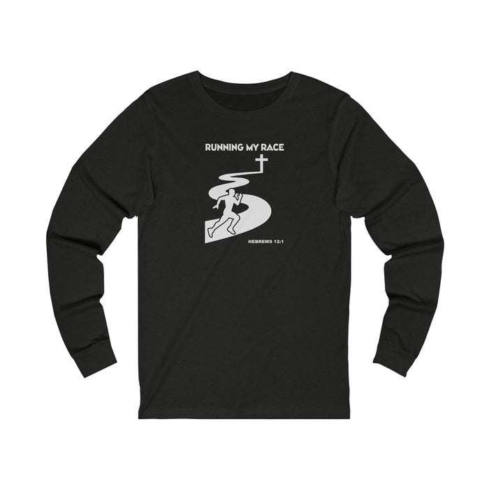 Running My Race Men’s Unisex Jersey Long Sleeve Tee