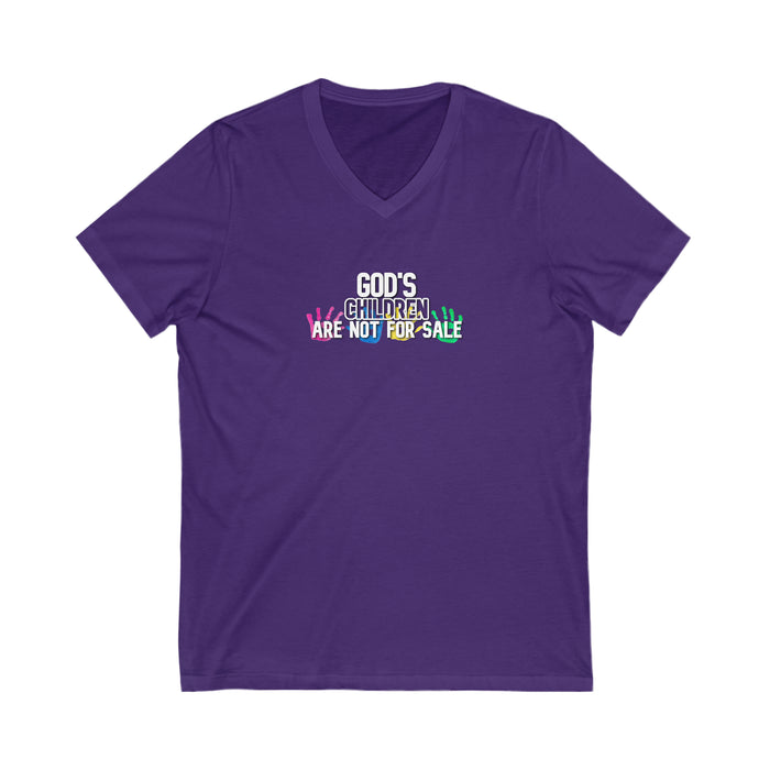 God’s Children are Not for Sale Unisex Jersey Short Sleeve V-Neck Tee