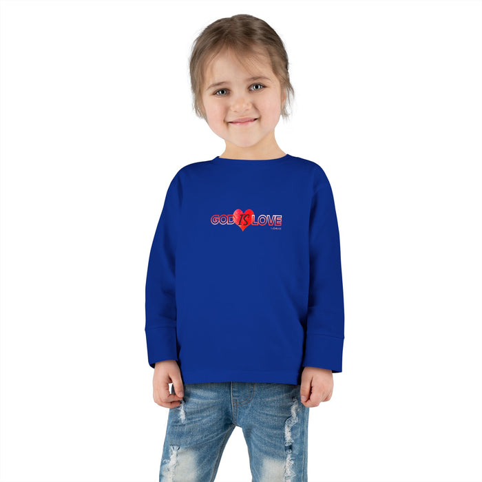 God is Love Cute Heart Toddler Long Sleeve Tee, Kids Gift, Valentine's Day Outfit, Baby Shower, Everyday Wear, Playtime Shirt