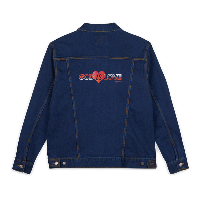 God is Love Embroidered Unisex Denim Jacket