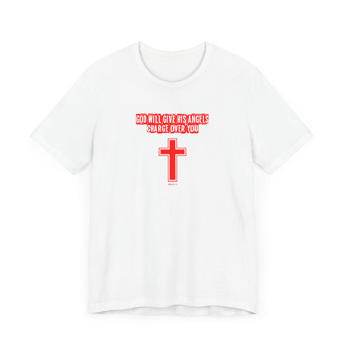 God Will Give His Angels Charge Over You Men’s Unisex Jersey Short Sleeve Tee
