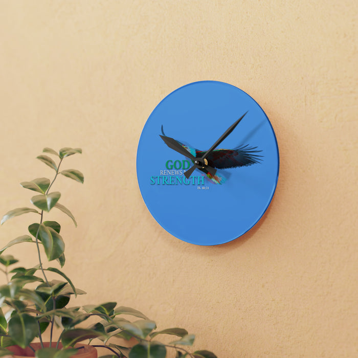 God Renews My Strength Acrylic Wall Clock