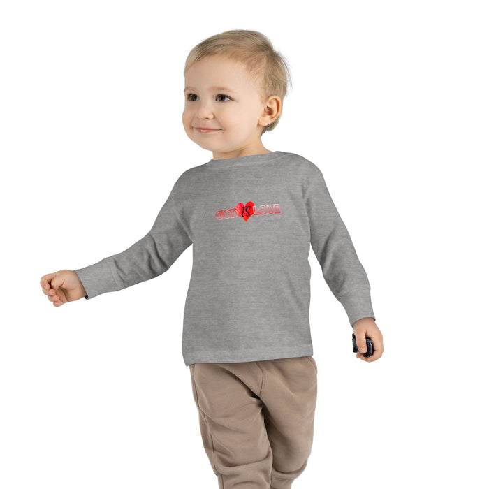 God is Love Cute Heart Toddler Long Sleeve Tee, Kids Gift, Valentine's Day Outfit, Baby Shower, Everyday Wear, Playtime Shirt