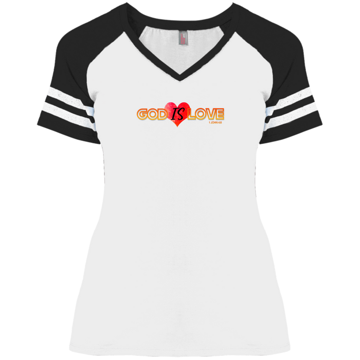 God is Love Ladies Game V-Neck Tee