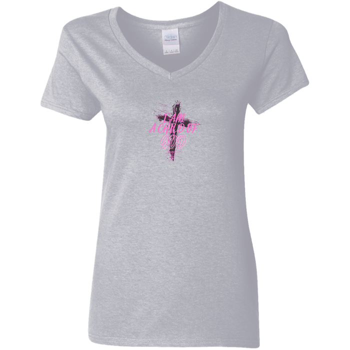 I Am a Child of God Ladies V-Neck Tee Shirt