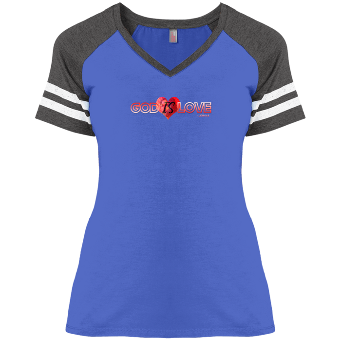 God is Love Ladies Game V-Neck Tee