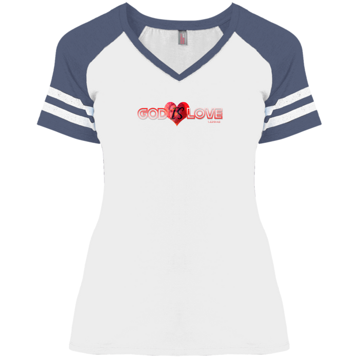 God is Love Ladies Game V-Neck Tee