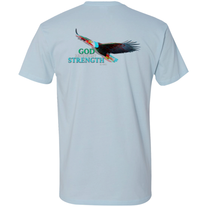 God Renews My Strength Men’s Premium Short Sleeve T-Shirt (Back Design)