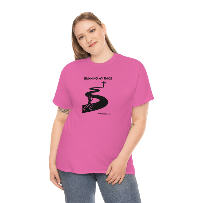 Running My Race Women Unisex Heavy Cotton Tee