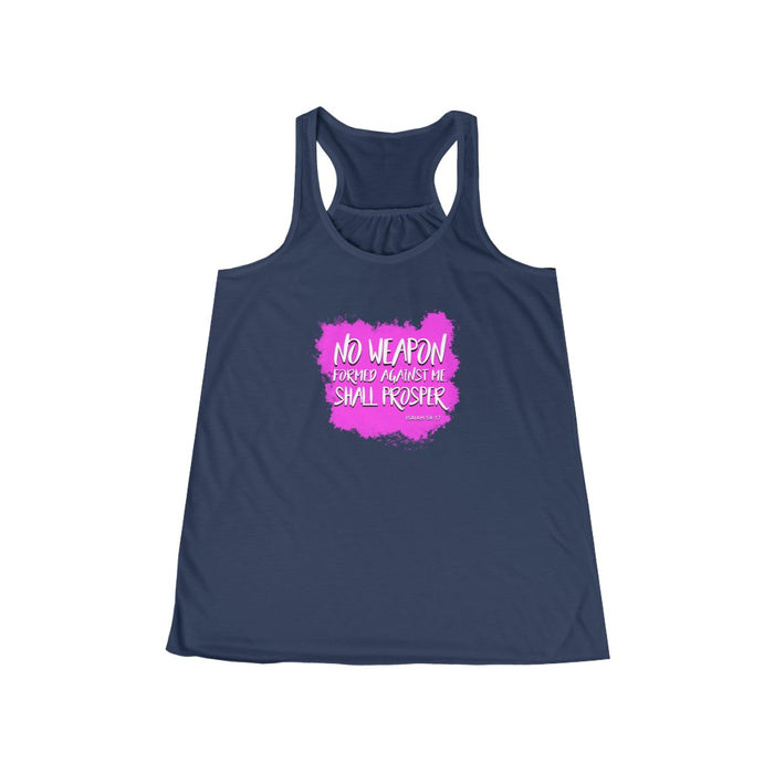 No Weapon Formed Against Me Shall Prosper Women's Flowy Racerback Tank