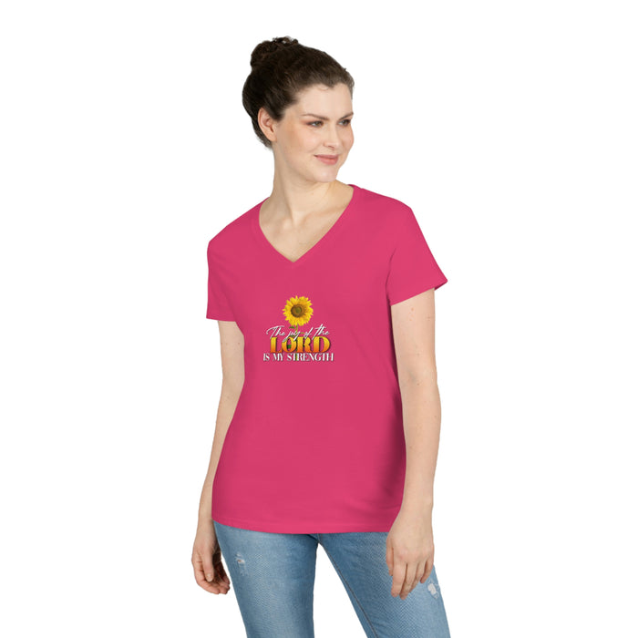 The Joy of the Lord is My Strength Ladies' V-Neck T-Shirt