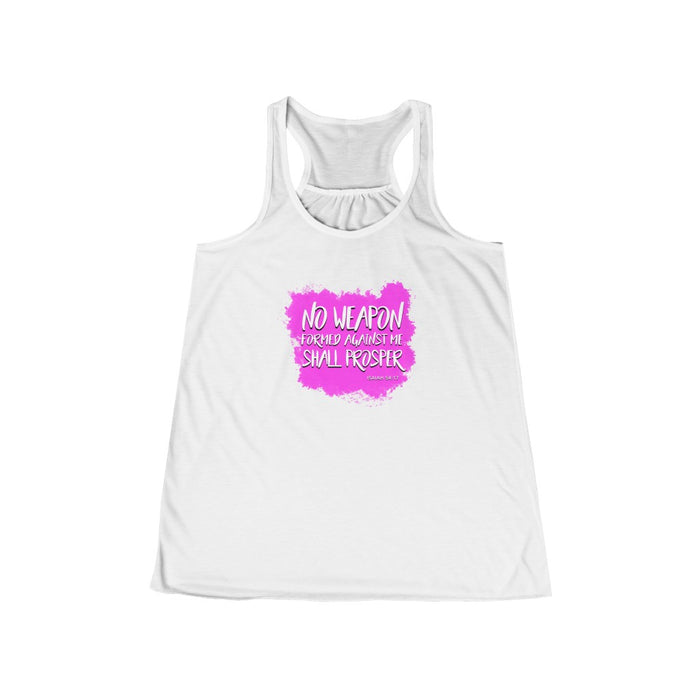 No Weapon Formed Against Me Shall Prosper Women's Flowy Racerback Tank