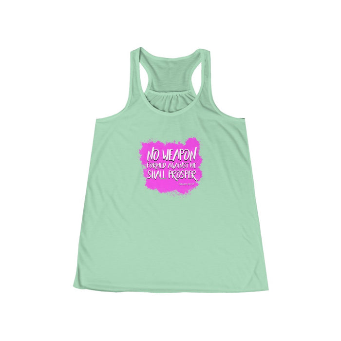 No Weapon Formed Against Me Shall Prosper Women's Flowy Racerback Tank