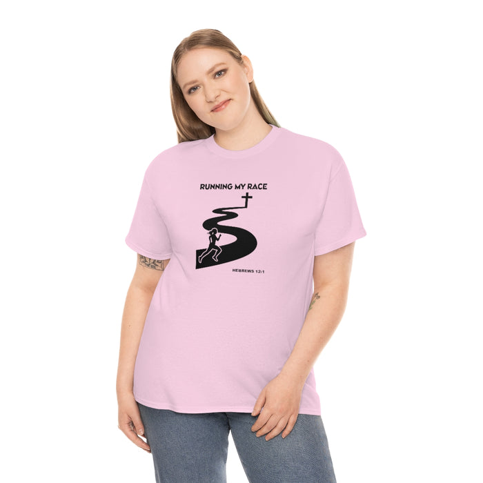 Running My Race Women Unisex Heavy Cotton Tee