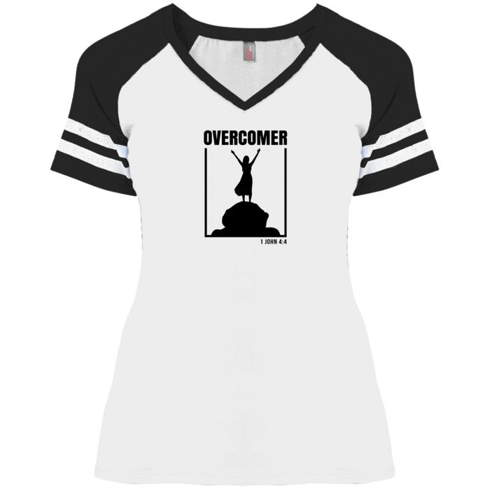 Overcomer Ladies Game V Neck Tee Shirt