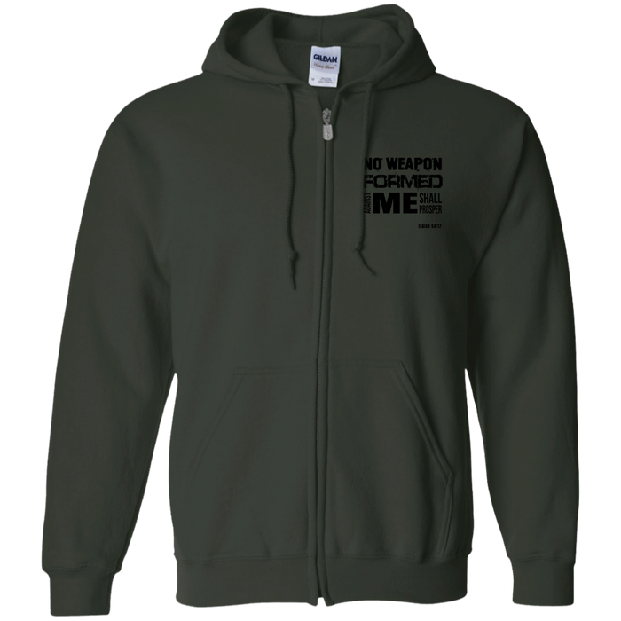 No Weapon Formed Against Me Shall Prosper Men’s Zip Up Hooded Sweatshirt