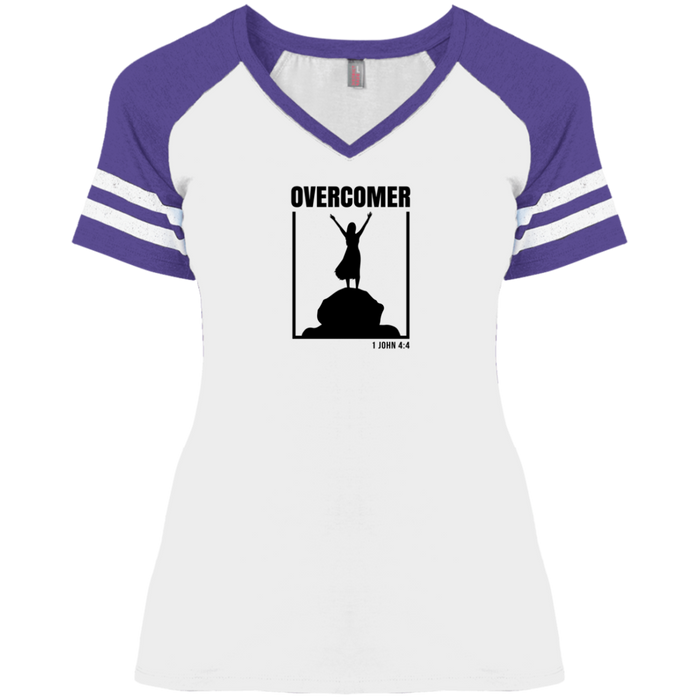 Overcomer Ladies Game V Neck Tee Shirt