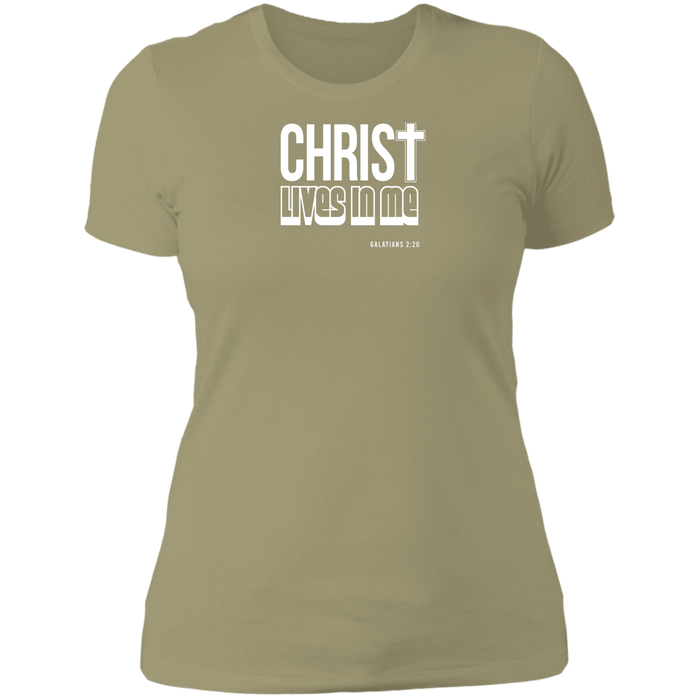 Christ Lives in Me Ladies Boyfriend Tee Shirt