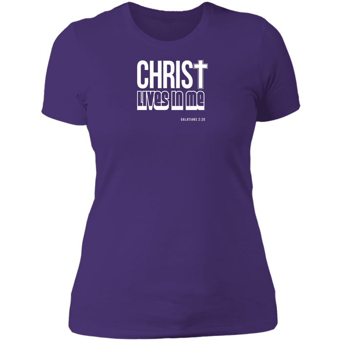 Christ Lives in Me Ladies Boyfriend Tee Shirt